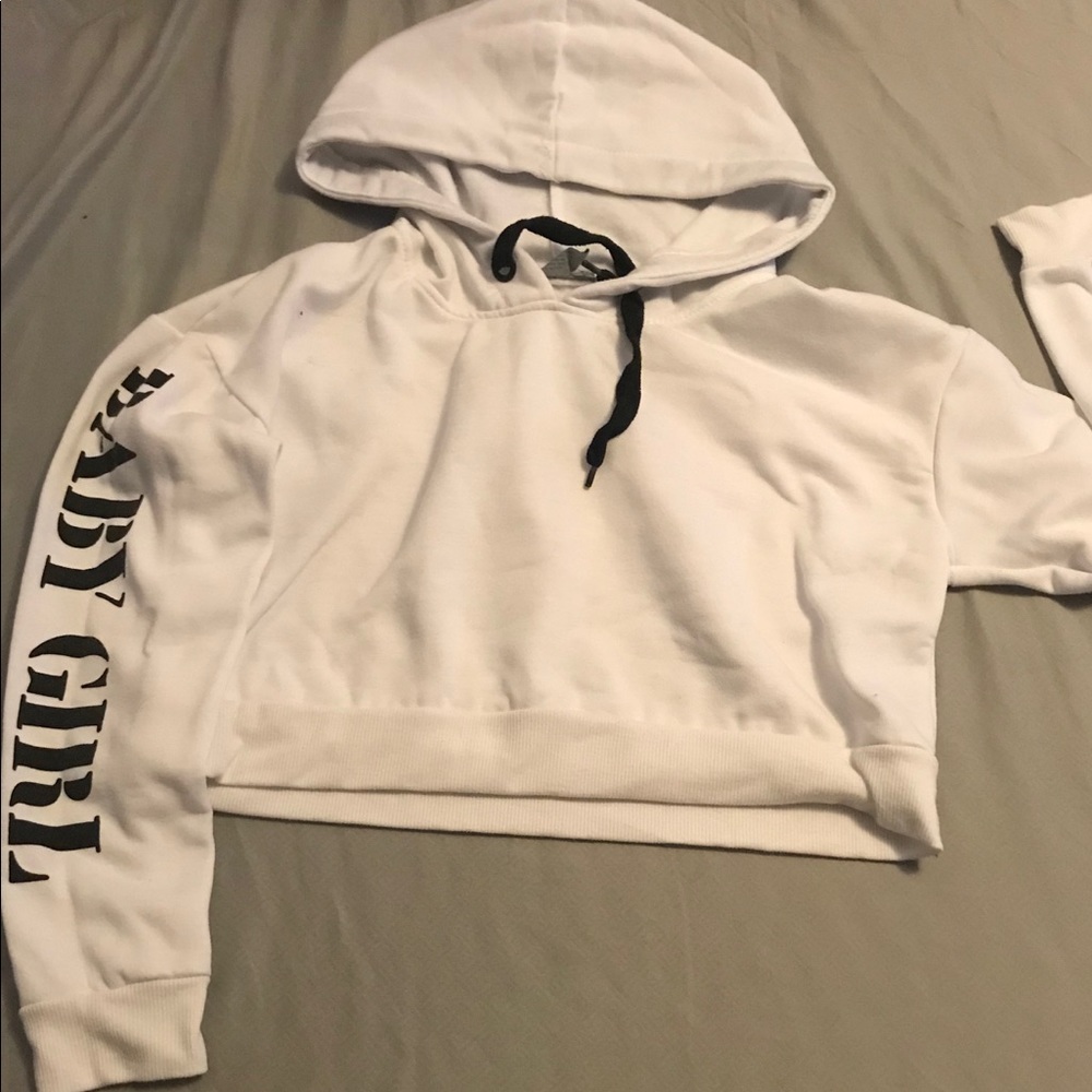 White BABY GIRL cropped sweater